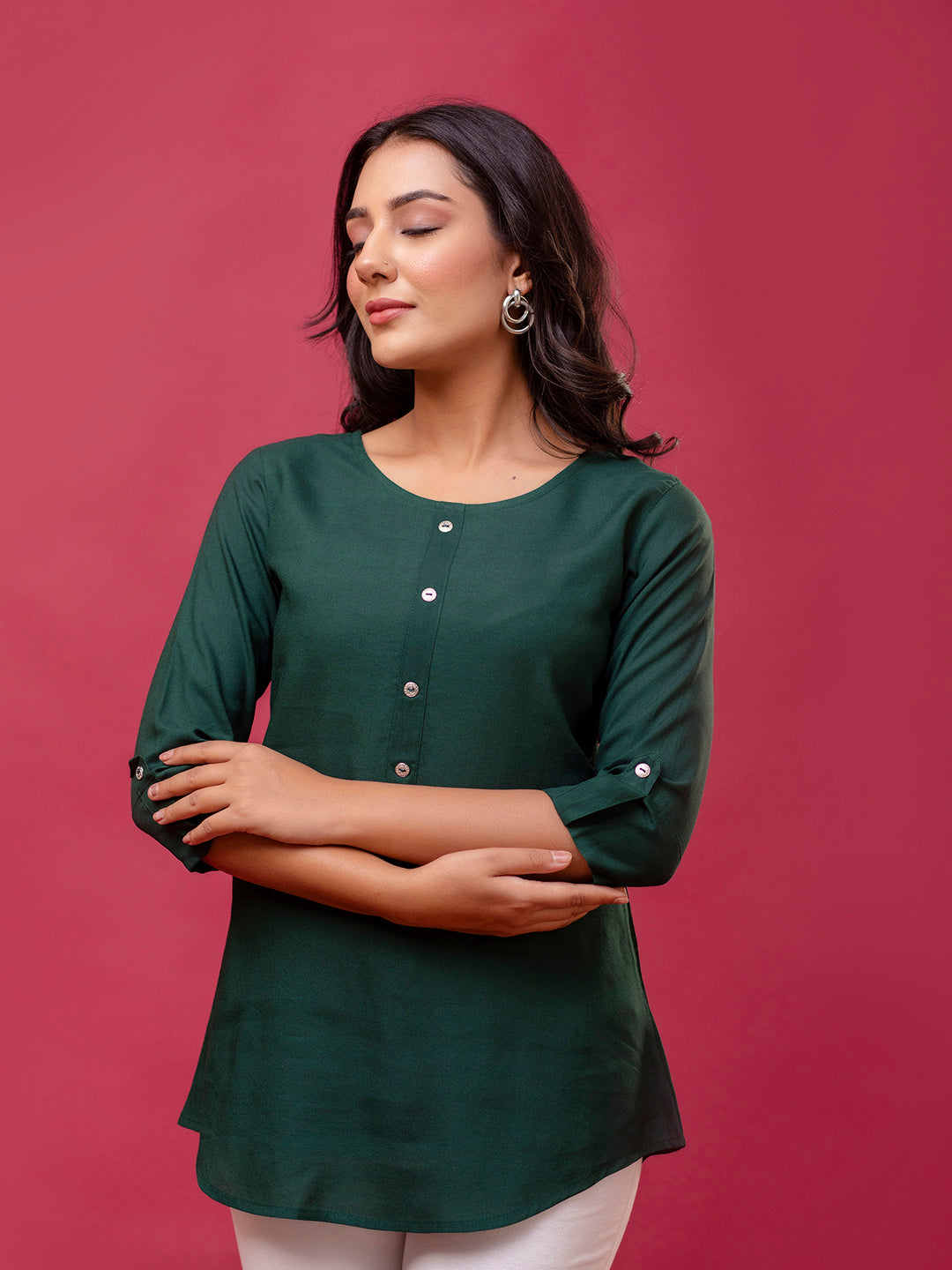 Feranoid Plain short kurti Rayon Sia FRKT6394