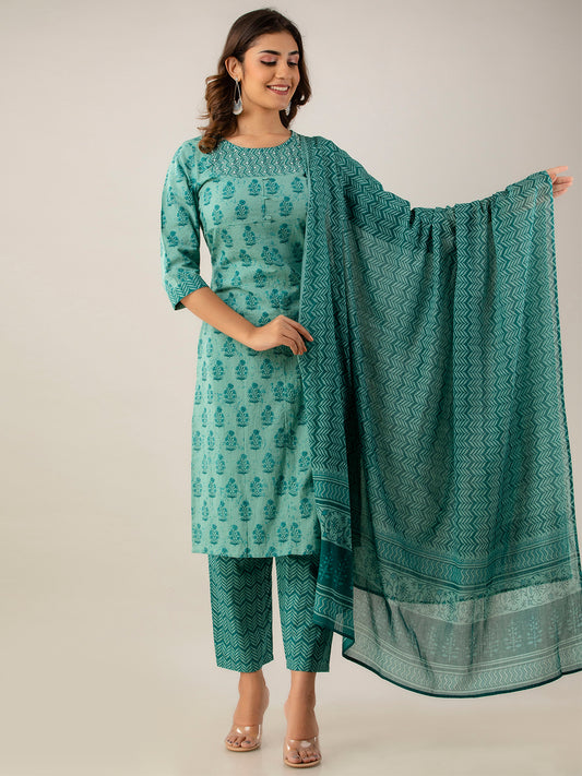 Women Kurta Pant Dupatta Set FRKT6725