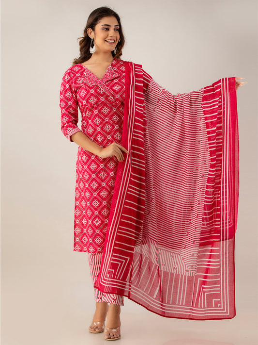 Women Kurta Pant Dupatta Set FRKT6722