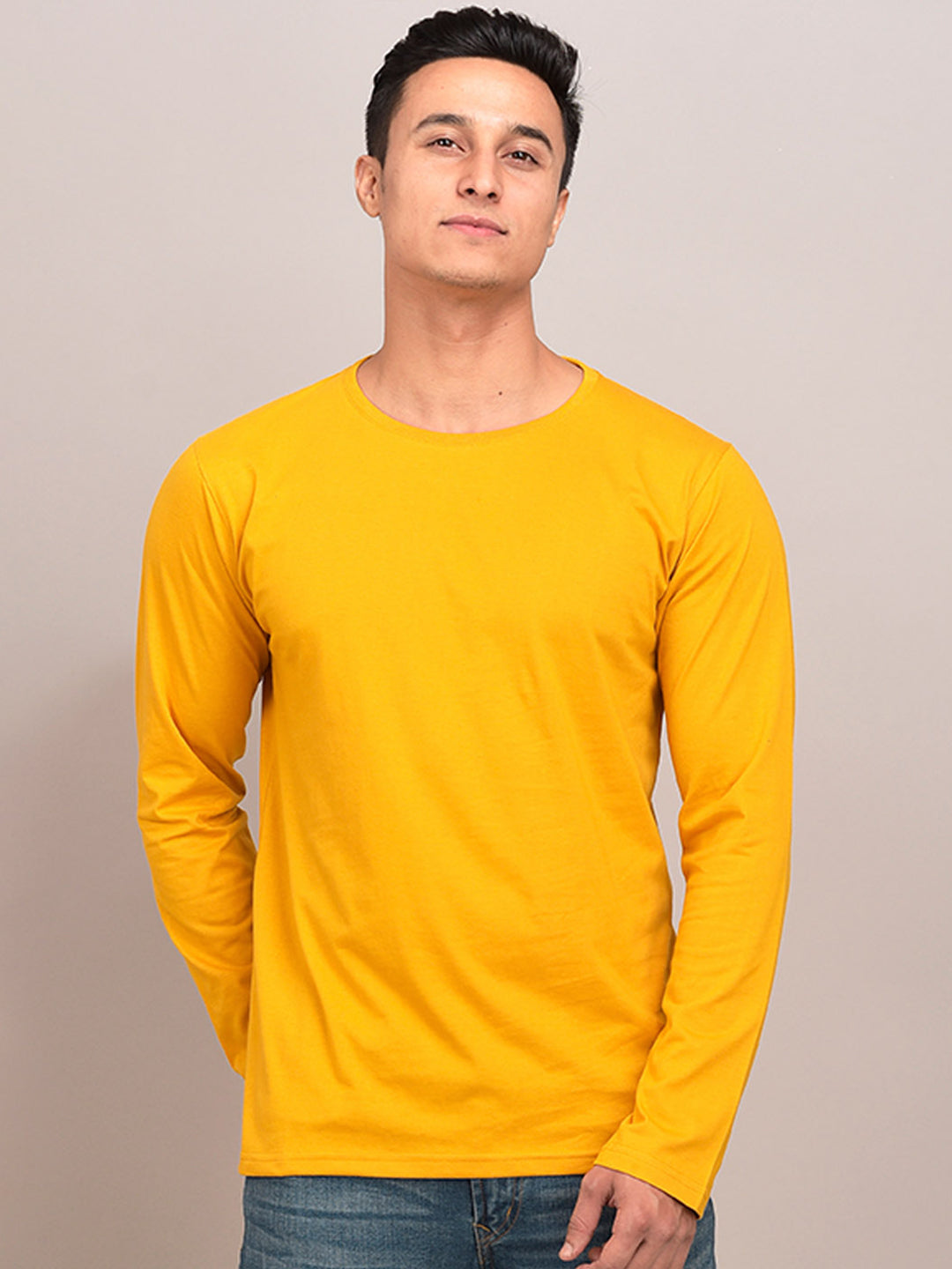 Plain Yellow Full Sleeves T-Shirt