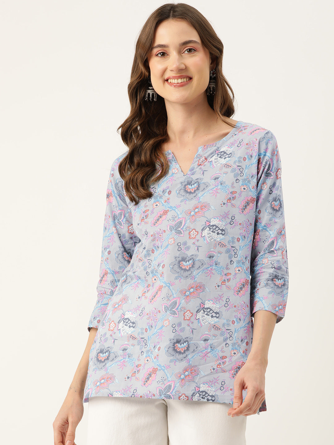 Feranoid Big V-Neck Kurti FRKT6400