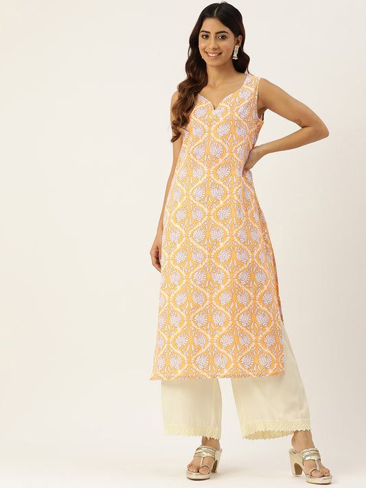 V-Neck Long Kurti FRKT6355