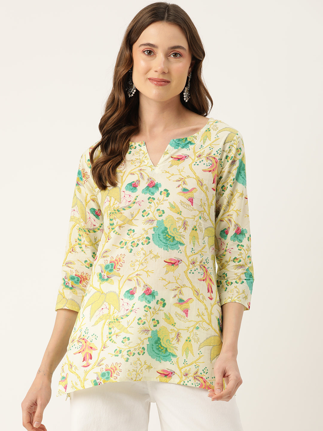 Feranoid Big V-Neck Kurti FRKT6399