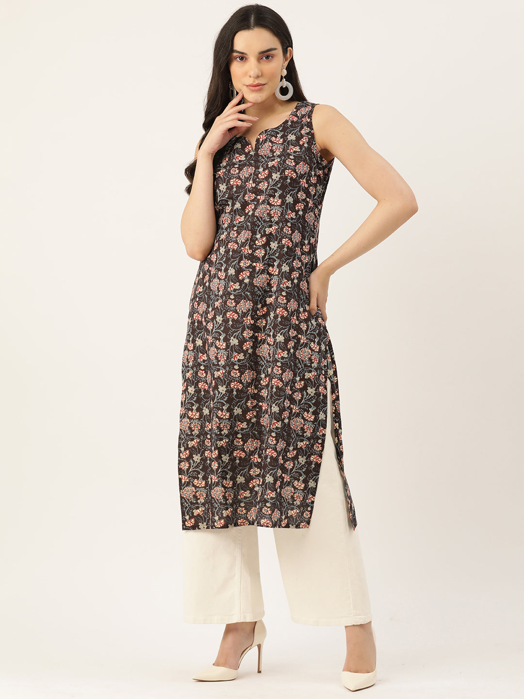 V-Neck Long Kurti FRKT6356