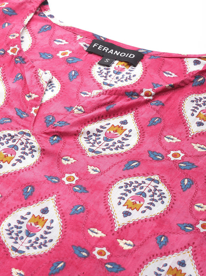 Feranoid Big V-Neck Kurti FRKT6408