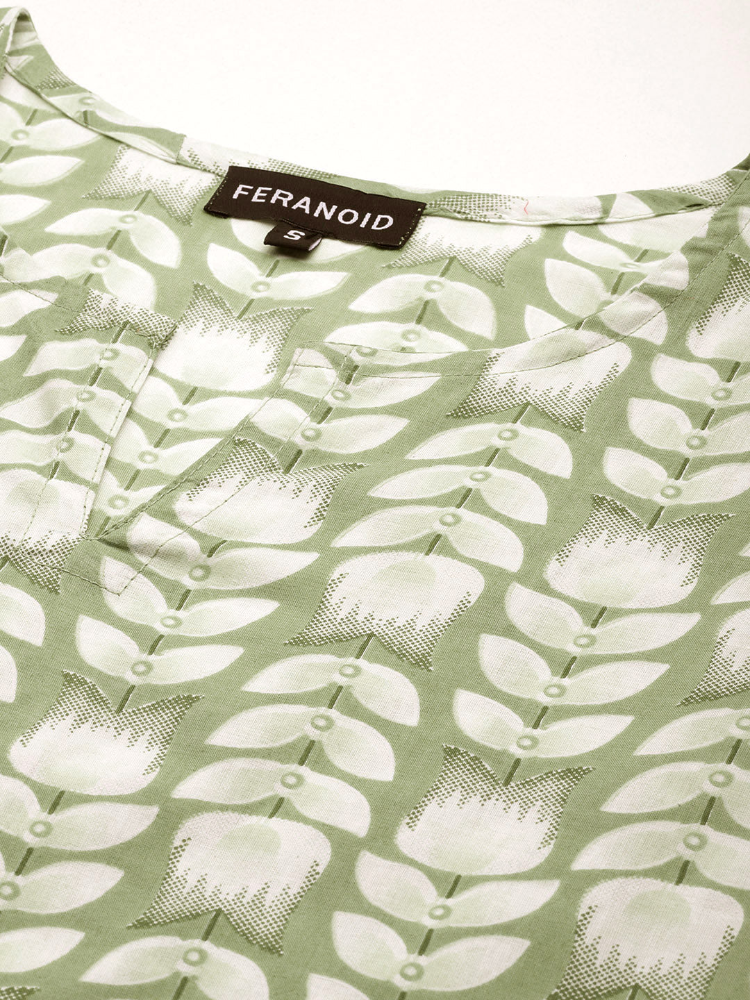 Feranoid Cotton Printed V-Neck Short 3/4 Sleeve Kurti FRKT6325