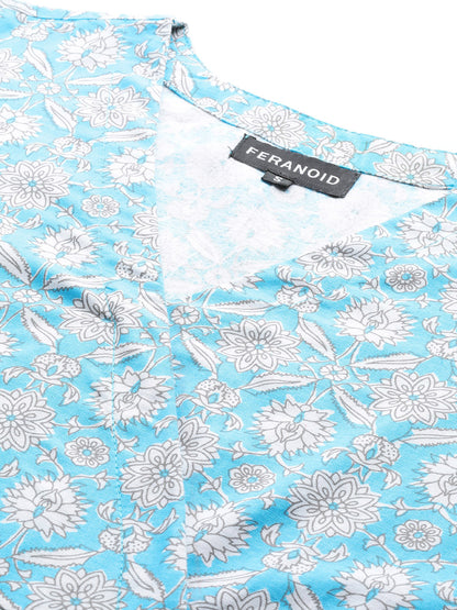 Floral Print Angrakha 3\4 Sleeves Flared Kurti FRKT6472