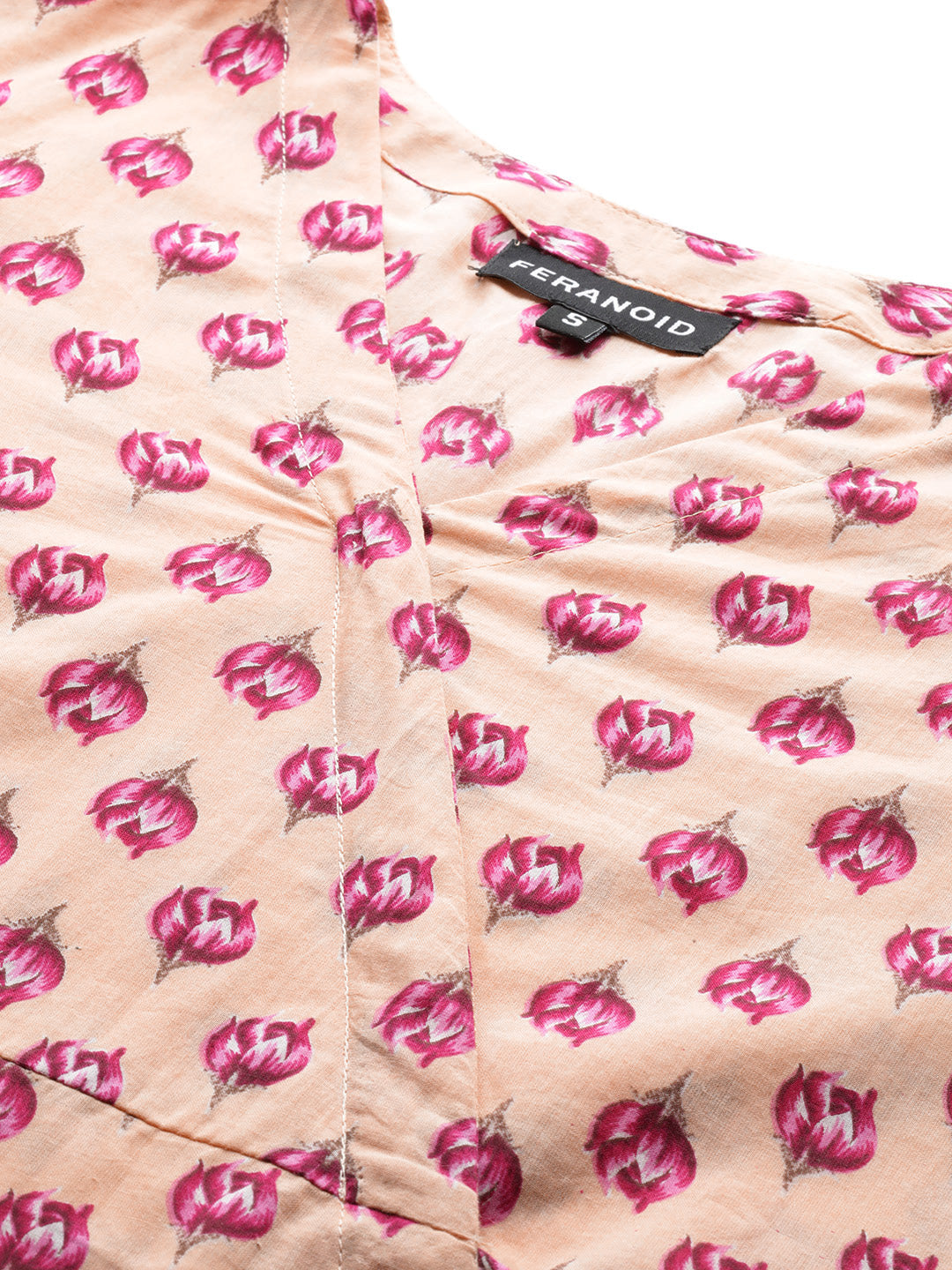 Floral Print Angrakha 3\4 Sleeves Flared Kurti FRKT6483
