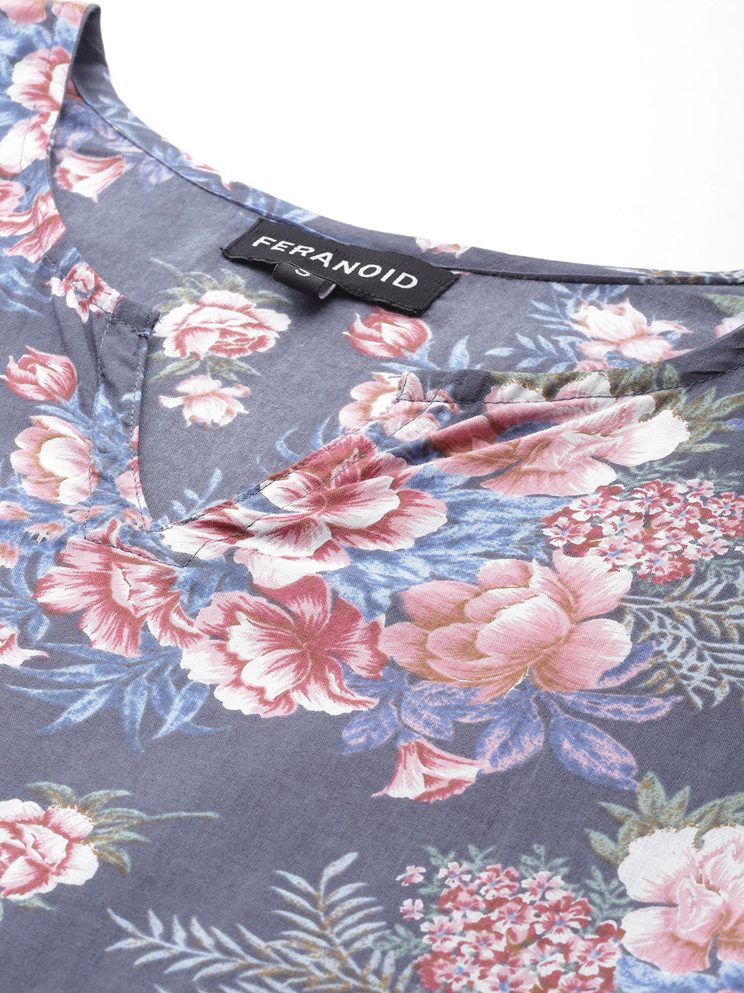 Feranoid Big V-Neck Kurti FRKT6409