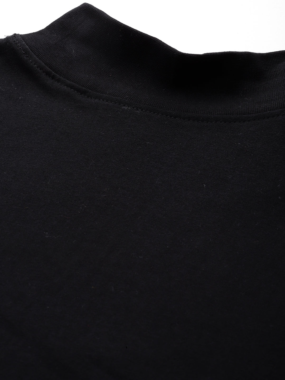 Men Black High Neck Bio Finish T-Shirt