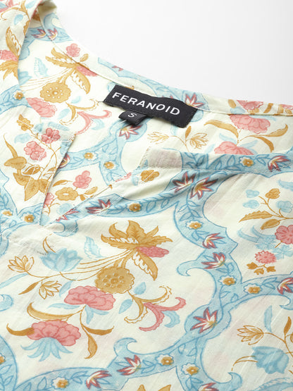 Feranoid Big V-Neck Kurti FRKT6414