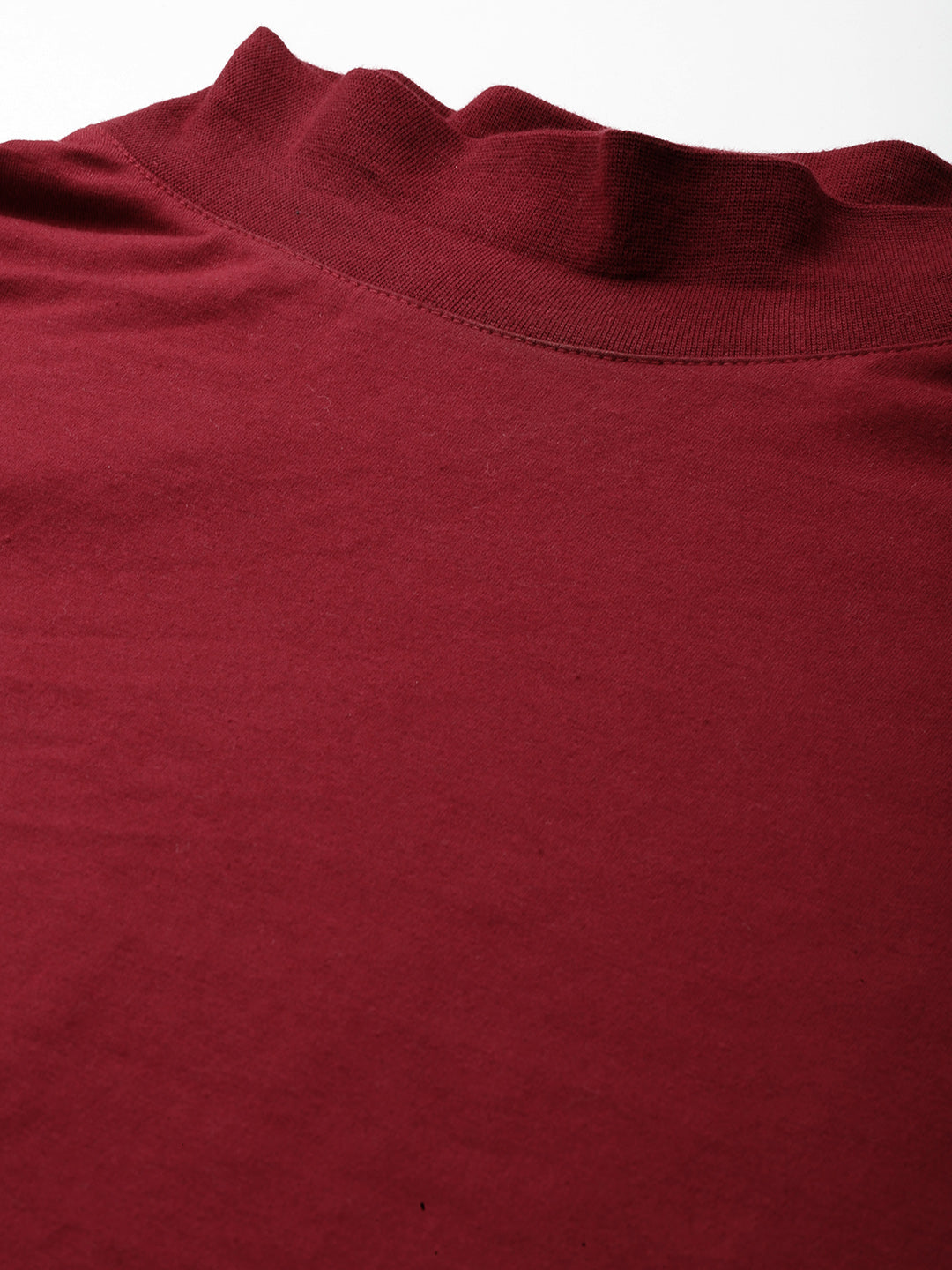 Men Maroon High Neck Bio Finish T-Shirt