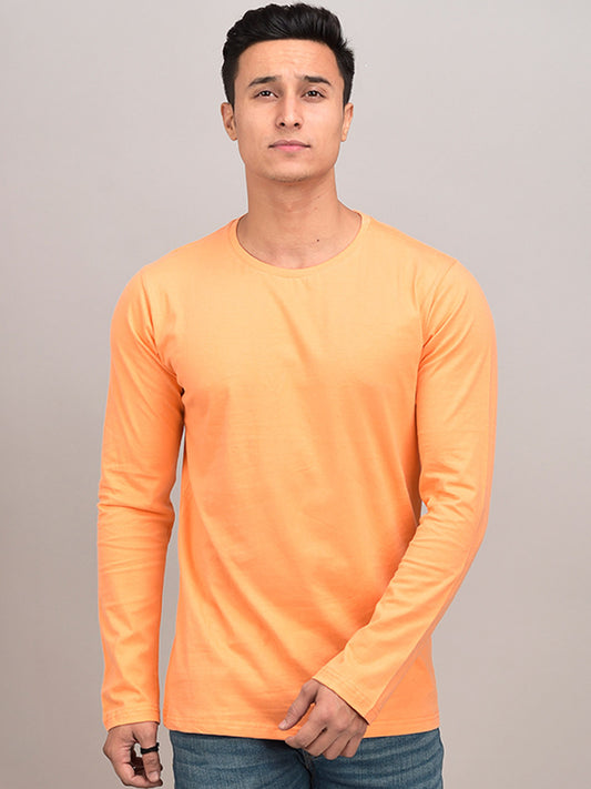 Plain Peach Full Sleeves T-shirt