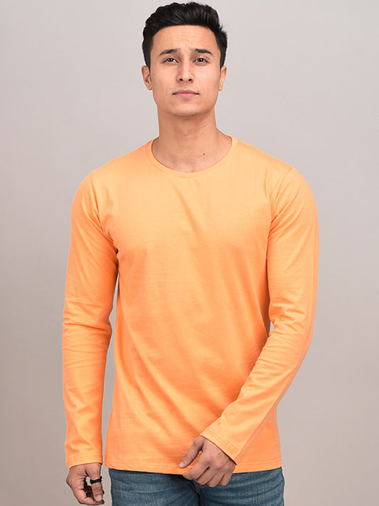Plain Peach Full Sleeves T-Shirt