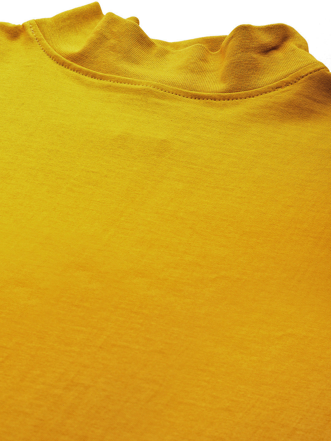 Men Mustard High Neck Bio Finish T-Shirt