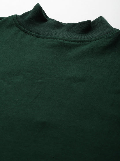 Men Green High Neck Bio Finish T-Shirt