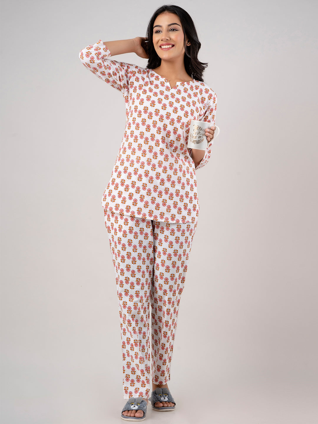 Floral Printed Pure Cotton Night Suits FRLW9023