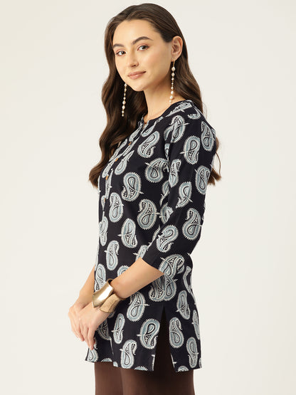 Floral Print 4 Button Straight Kurti FRKT6466