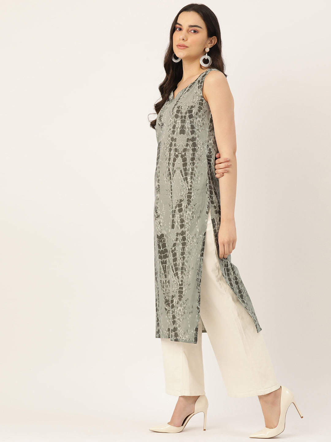 V-Neck Long Kurti FRKT6353
