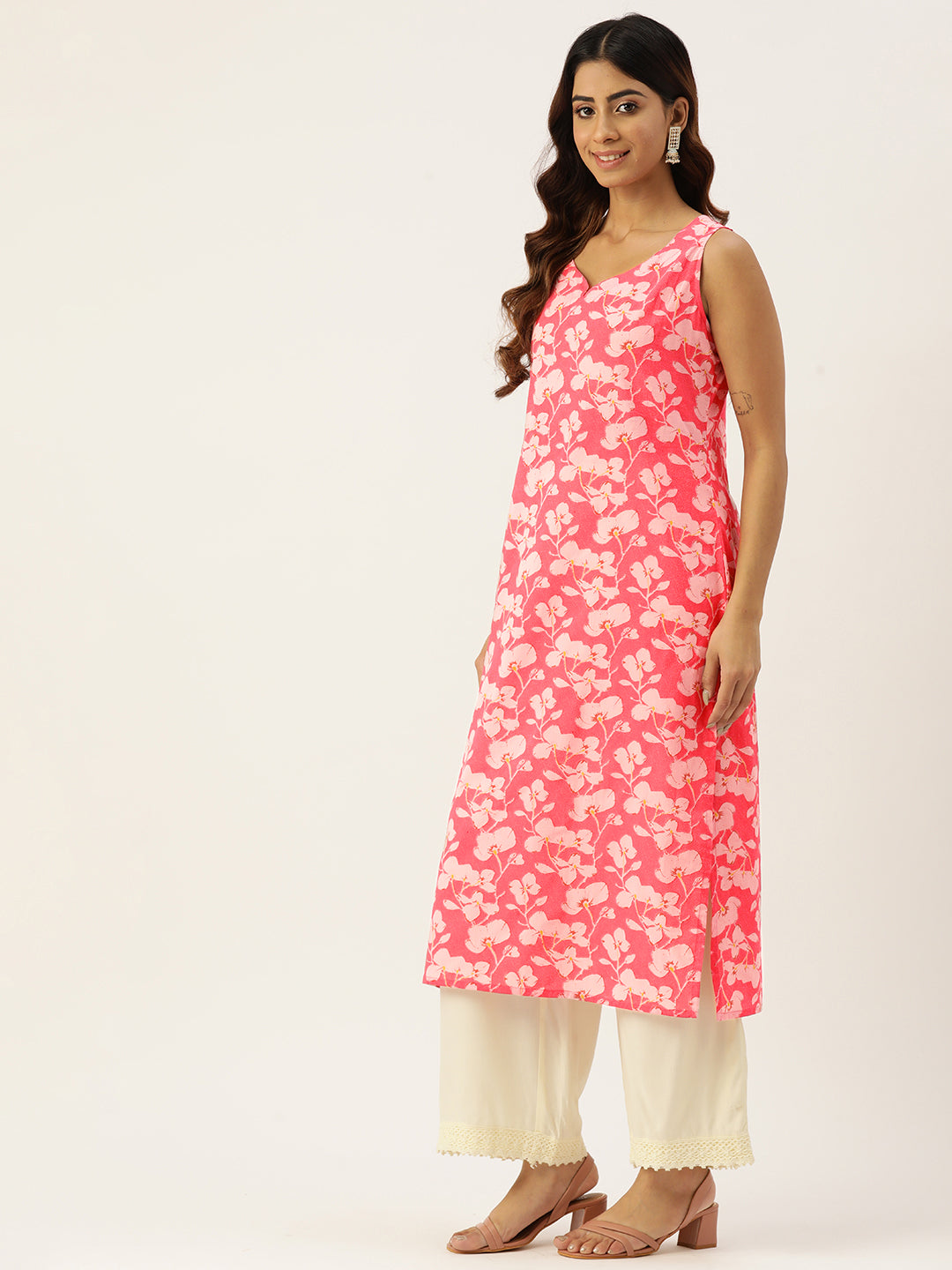 V-Neck Long KurtiFRKT6350