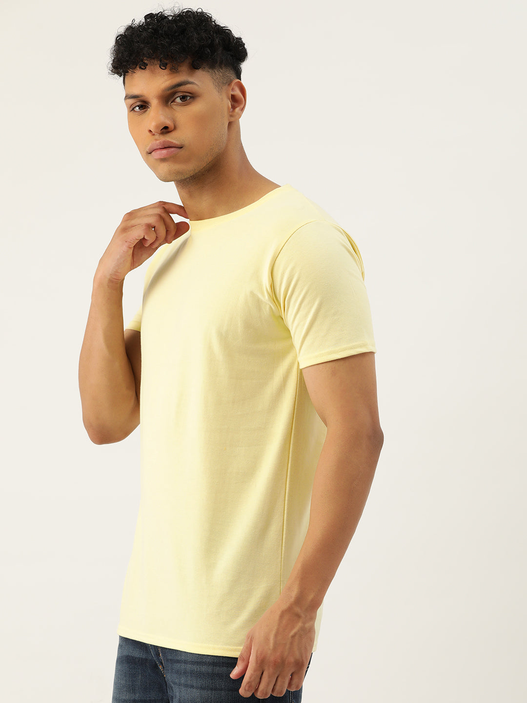 Plain Lemon Yellow Half Sleeves T-Shirt