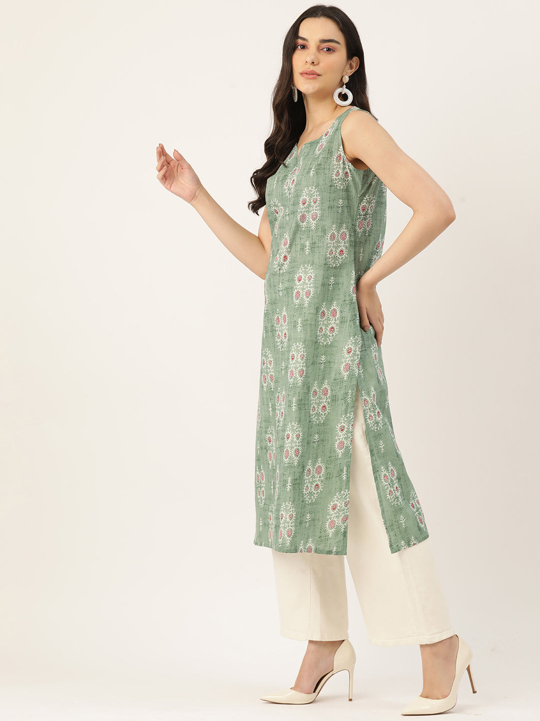 V-Neck Long Kurti FRKT6354
