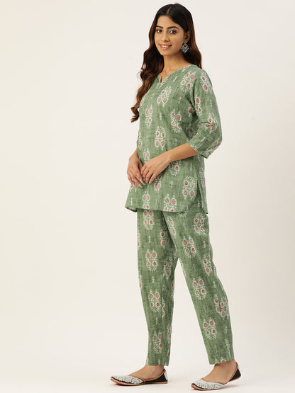 Floral Printed Pure Cotton Night Suits FRLW9055