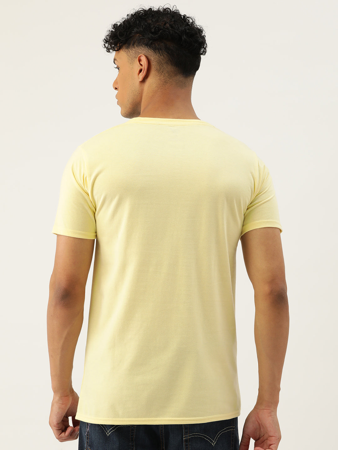 Plain Lemon Yellow Half Sleeves T-Shirt