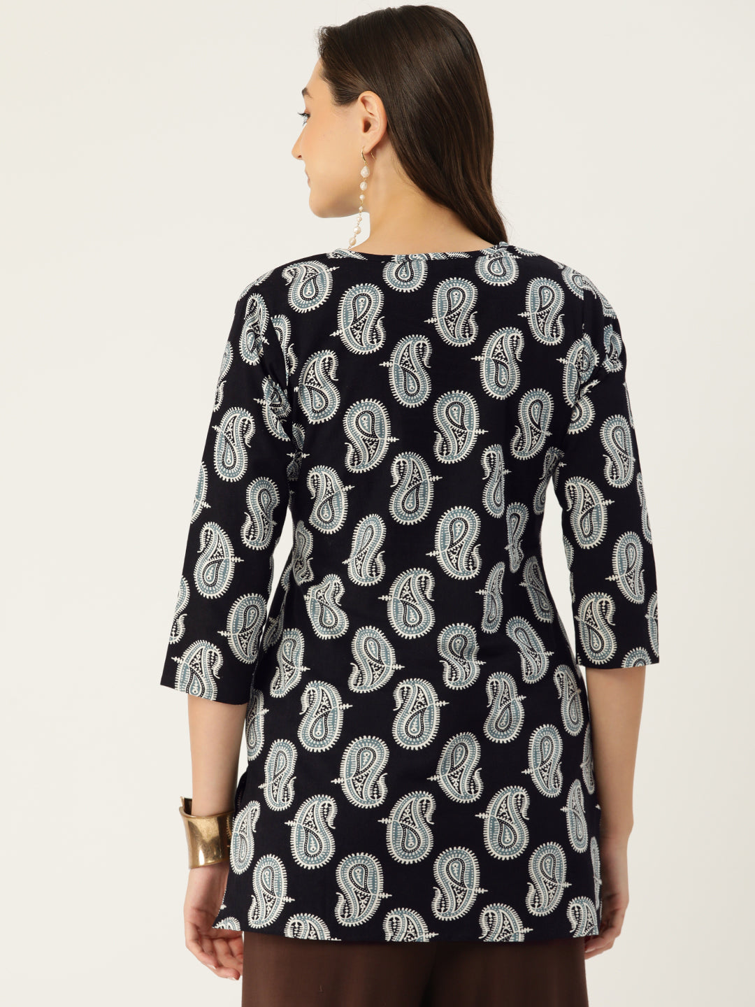 Floral Print 4 Button Straight Kurti FRKT6466