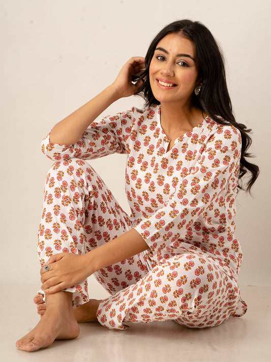 Floral Printed Pure Cotton Night Suits FRLW9023