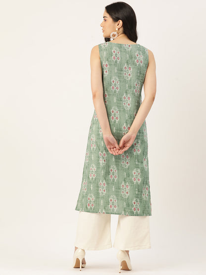V-Neck Long Kurti FRKT6354