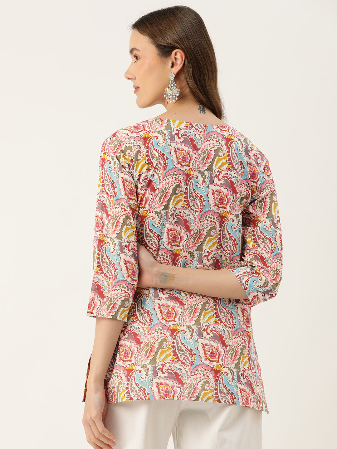 Feranoid Big V-Neck Kurti FRKT6410
