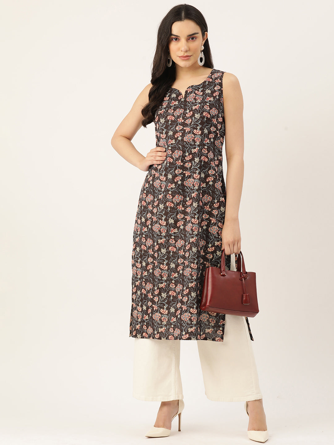 V-Neck Long Kurti FRKT6356