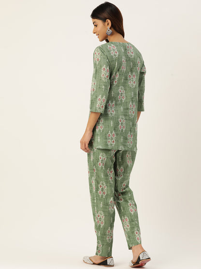Floral Printed Pure Cotton Night Suits FRLW9055