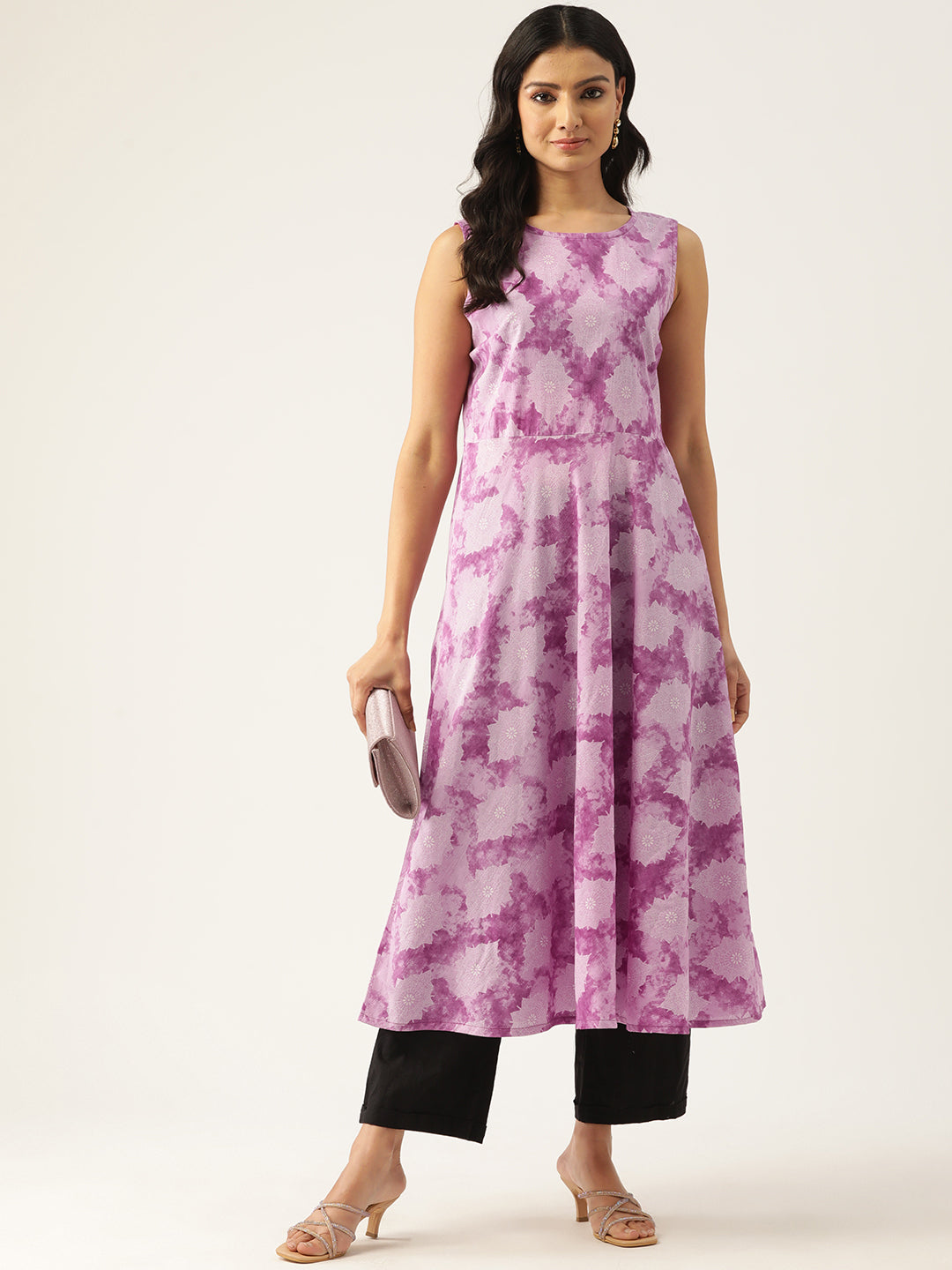 Feranoid Cotton Printed Sleeveless Straight Long Kurti FRKT6332