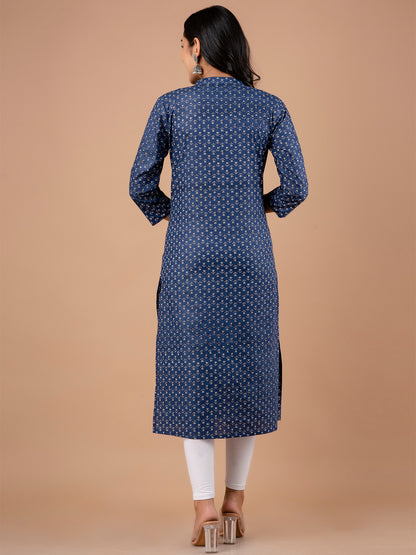 Ethnic Motifs Block Print Cotton Kurta FRKT6118