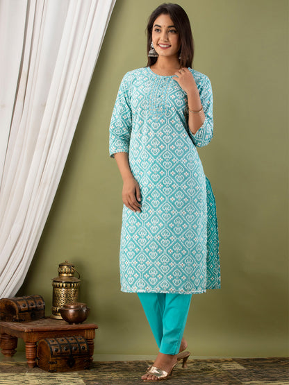 Women Kurta Pant Dupatta Set FRKT6729