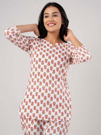 Floral Printed Pure Cotton Night Suits FRLW9023