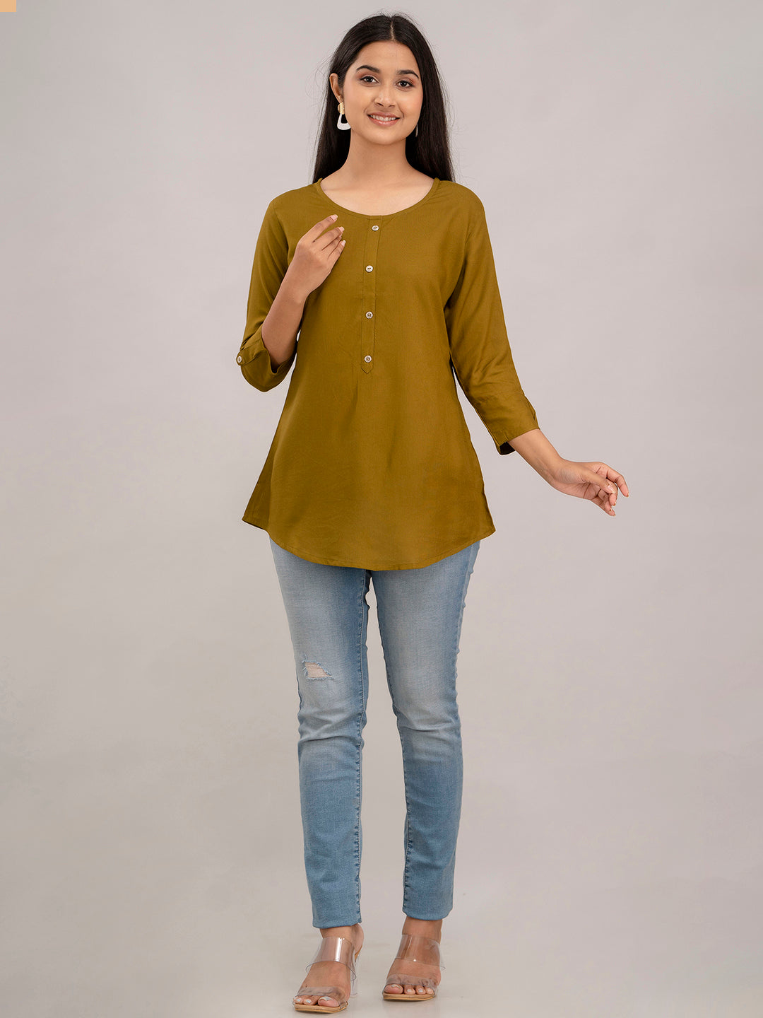 Feranoid Plain short kurti Rayon Sia FRKT6389