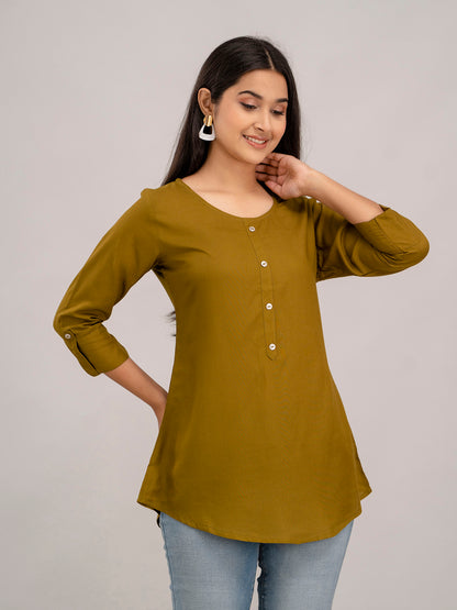 Feranoid Plain short kurti Rayon Sia FRKT6389