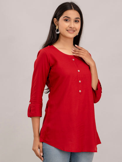 Feranoid Plain short kurti Rayon Sia FRKT6385
