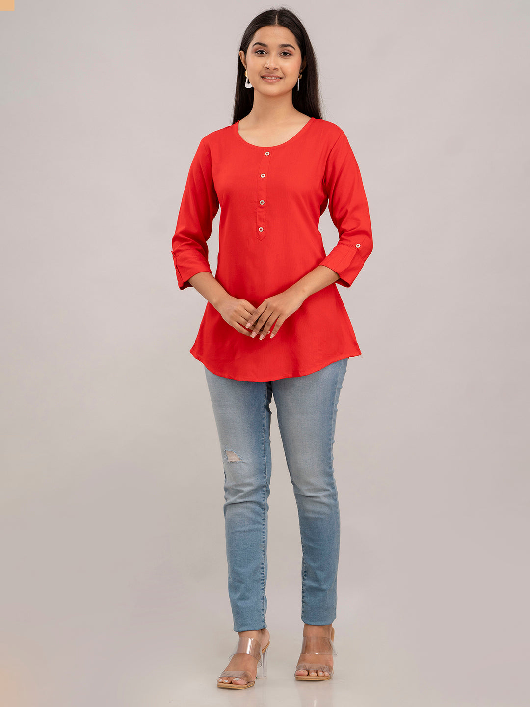 Feranoid Plain short kurti Rayon Sia FRKT6386