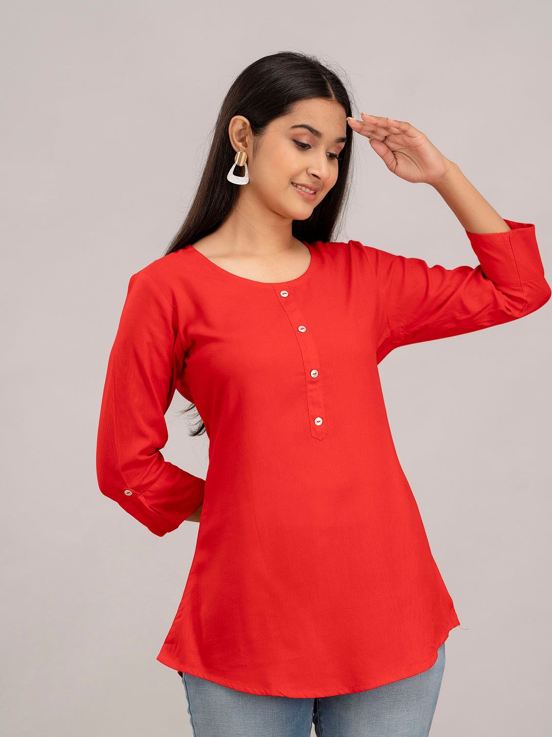Feranoid Plain short kurti Rayon Sia FRKT6386