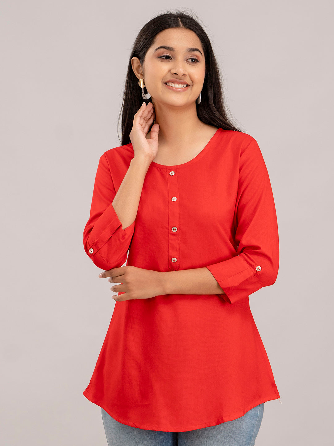 Feranoid Plain short kurti Rayon Sia FRKT6386