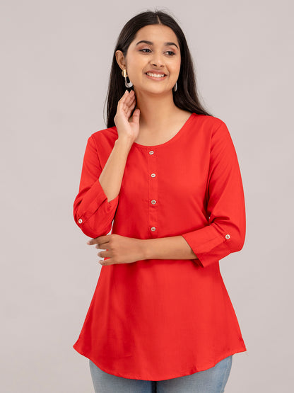 Feranoid Plain short kurti Rayon Sia FRKT6386