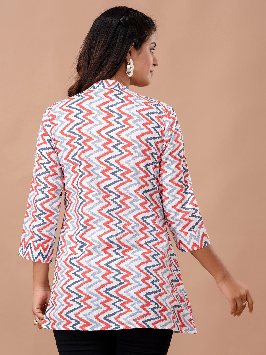 Floral Printed Pure Cotton Pleated A-Line Kurti FRKT6238