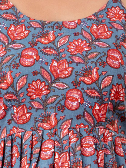 Floral Print Cotton Peplum Top