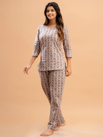 Floral Printed Pure Cotton Night Suits FRLW9031
