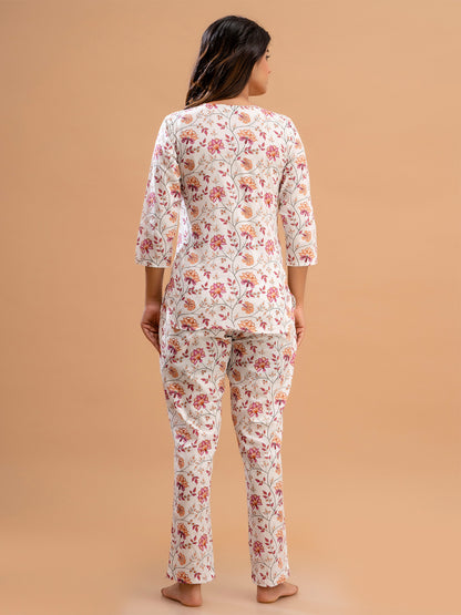Floral Printed Pure Cotton Night Suits FRLW9033