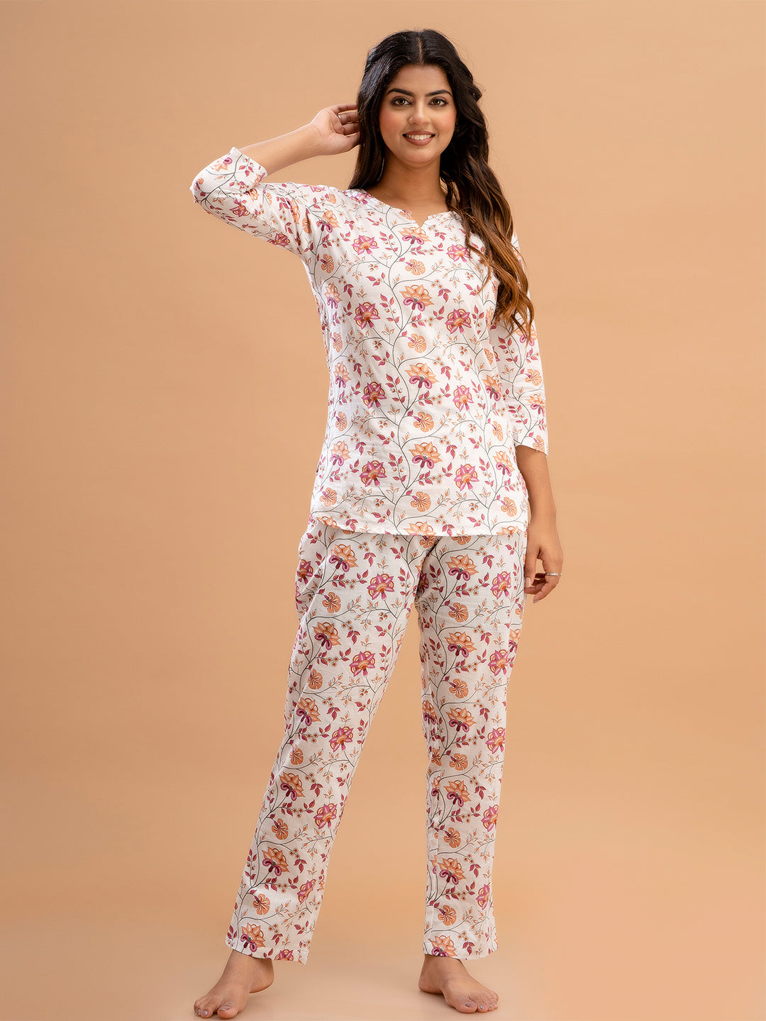 Floral Printed Pure Cotton Night Suits FRLW9033